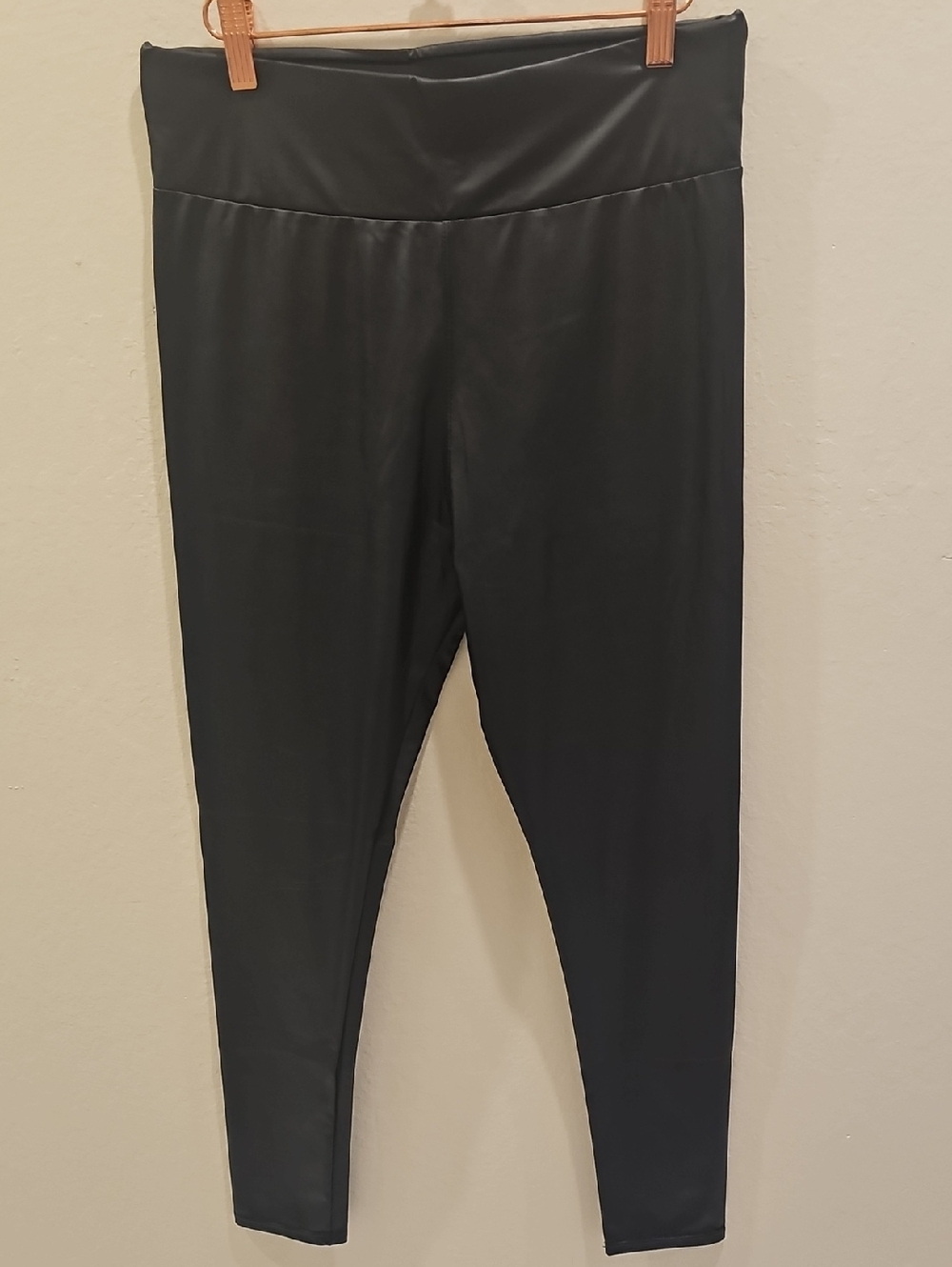Black Pleather Stretch Leggings